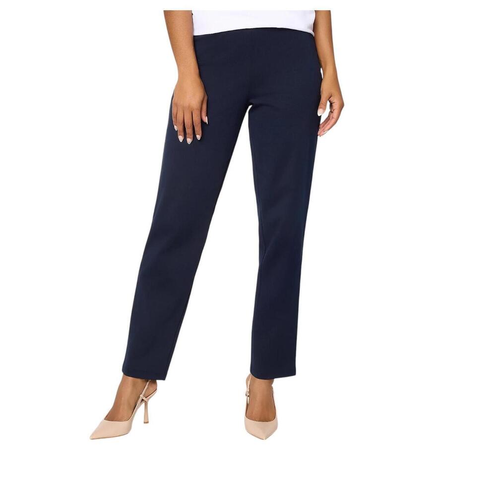 Susan Graver Weekend Ponte Straight Leg Pant Navy - Regular